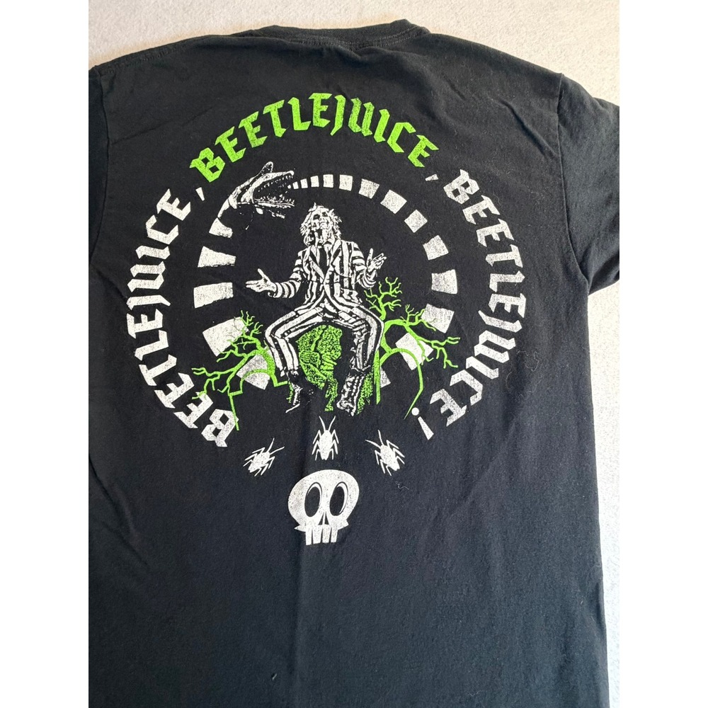 Beetlejuice Say It 3 Times Graphic T-Shirt Mens Medium Black Neon Green Movie T
